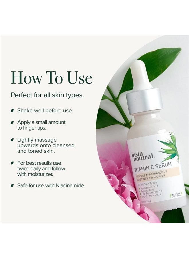 Instanatural Vitamin C Face Serum, Brightens, Hydrates and Reduces Signs of Aging, with Vitamin C, Hyaluronic and Ferulic Acid, 1 FL Oz 