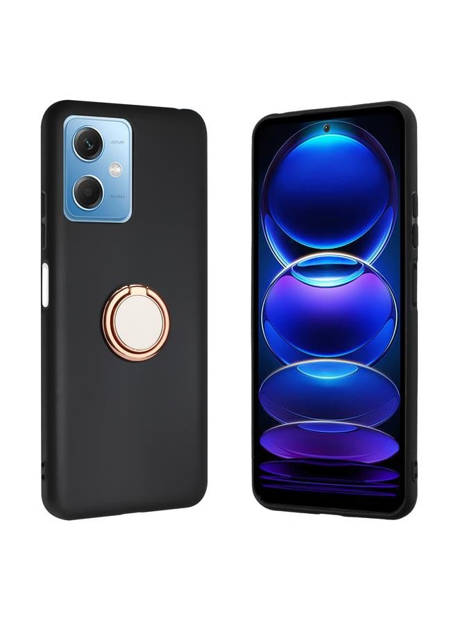 جراب هاتف TPU بحلقة غير لامعة لهاتف Redmi Note 12 5G / Xiaomi Poco X5 (ذهبي وردي)