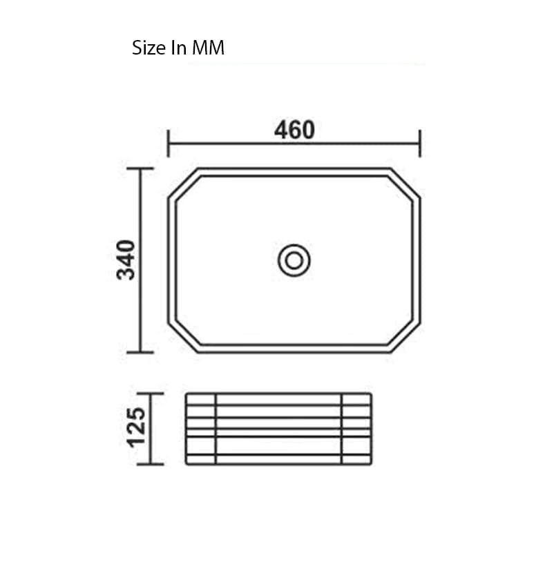 B BACKLINE ب باكلين سلسلة الفخامة حوض غسيل سيراميك على الطاولة شكل مستطيل حوض غسيل فوق الطاولة للحمامات وغرفة المعيشة 181 × 134 × 5 بوصة لون أسود مطفي أبيض ذهبي - Image 3