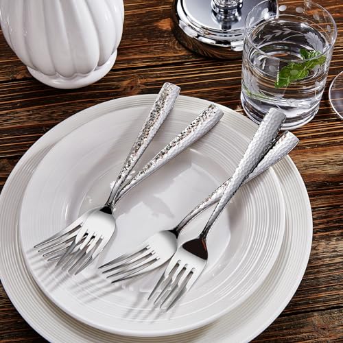 KEAWELL Premium 20/45/65 Piece Louis Hammered Silverware Set with Squared Edge, 18/10 Stainless Steel, Service for 4/8/12, Fine Flatware Set, Dishwasher Safe (20) - Image 5
