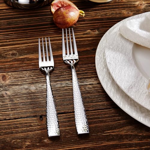 KEAWELL Premium 20/45/65 Piece Louis Hammered Silverware Set with Squared Edge, 18/10 Stainless Steel, Service for 4/8/12, Fine Flatware Set, Dishwasher Safe (20) - Image 2