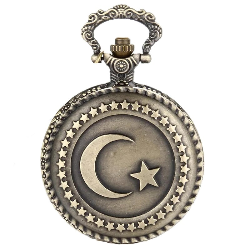 Tiny Tim Store Antique Bronze Pocket-Watch Vintage Theme Metallic Car Bike Home Key Chain & Key Rings Best Gift for Men & Women on Their Special Occassions (Islam Logo) - Image 1