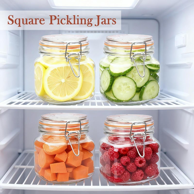 Encheng 25 oz Glass Jars With Airtight Lids And Leak Proof Rubber Gasket,Wide Mouth Mason Jars With Hinged Lids For Kitchen Canisters 750ml, Glass Storage Containers 6 Pack - Image 4