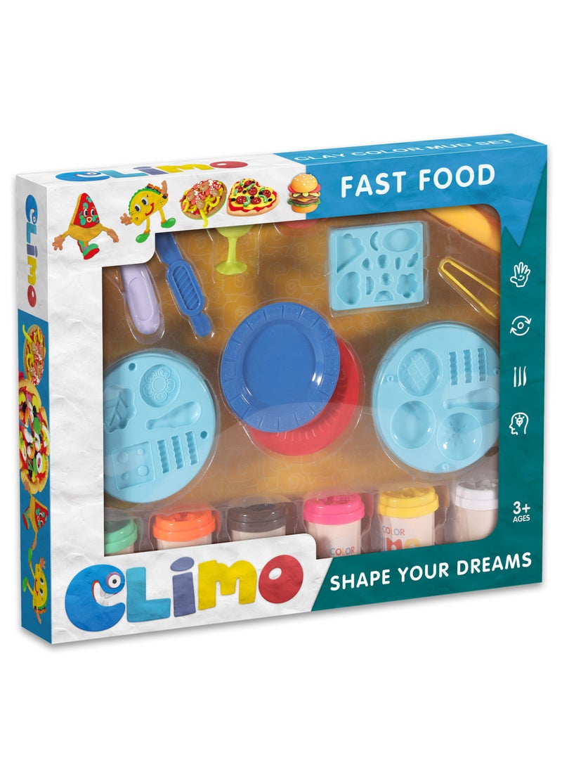 كلايمو - مجموعة صنع البرغر بالصلصال الملون | لعبة تشكيل ممتعة للأطفال مع قوالب وأدوات تزيين | لعبة طعام تخيلية لتنمية الإبداع - Image 1