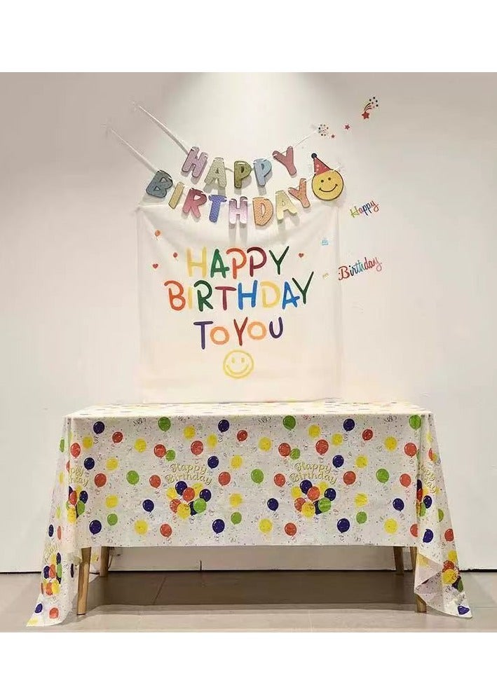 Colorful Balloon Party Tablecloth Party Tablecloth Layout  Birthday Party Tablecloth - Image 1