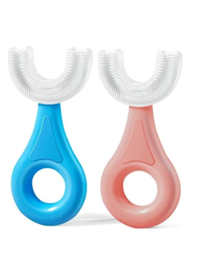 Fanski 2 PCS U-Shaped Toothbrush Kids, Manual Whole Mouth for Age 2-6, 360° Oral Teeth Cleaning Design - Image 1