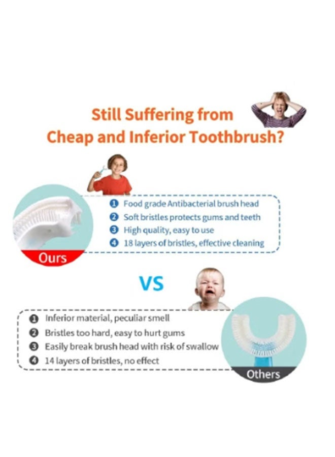 Fanski 2 PCS U-Shaped Toothbrush Kids, Manual Whole Mouth for Age 2-6, 360° Oral Teeth Cleaning Design - Image 5