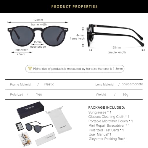 Gleyemor Kids Polarized Cute Round Sunglasses for Kids Girls Boys Age 3-8 (Black/Grey) - Image 5