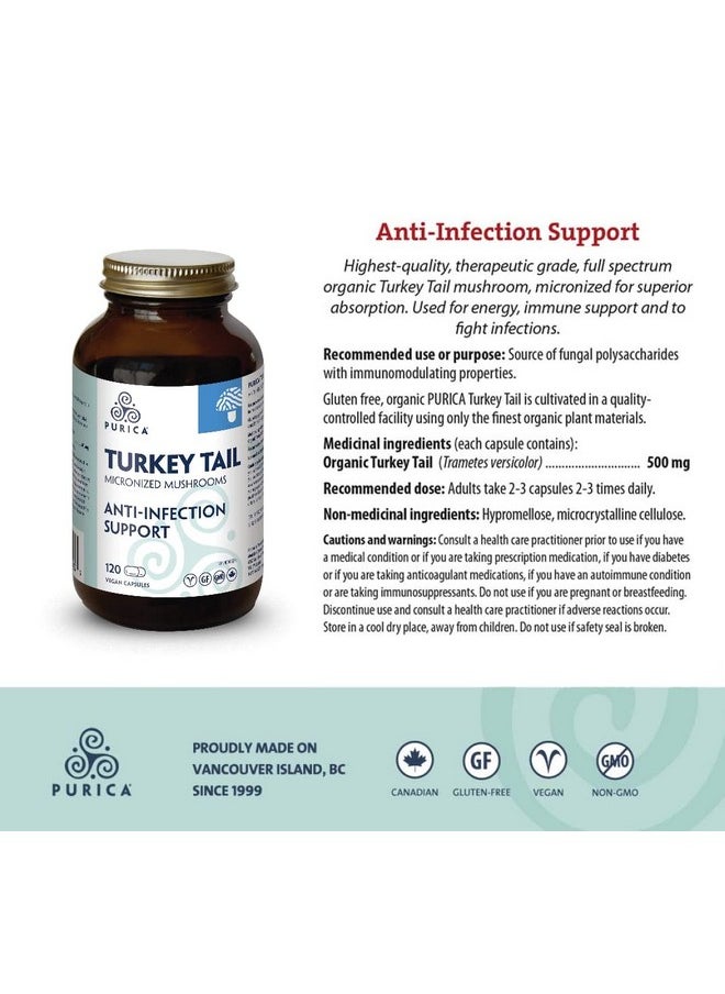 Purica 500Mg Coriolus Yunzhi Mushroom(Turkey Tail) 120 Capsules  - Image 3