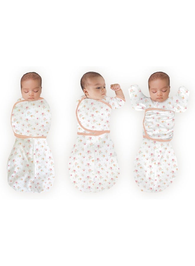 SwaddleDesigns SwaddleDesigns Omni Swaddle Sack for Newborn, Transitional Swaddle Sack with Wrap & Arms Up Sleeves & Mitten Cuffs, Easy Transition Swaddle Sleep Sack, Watercolor Peachy Pink Floral, Small, 0-3 Months  - Image 1