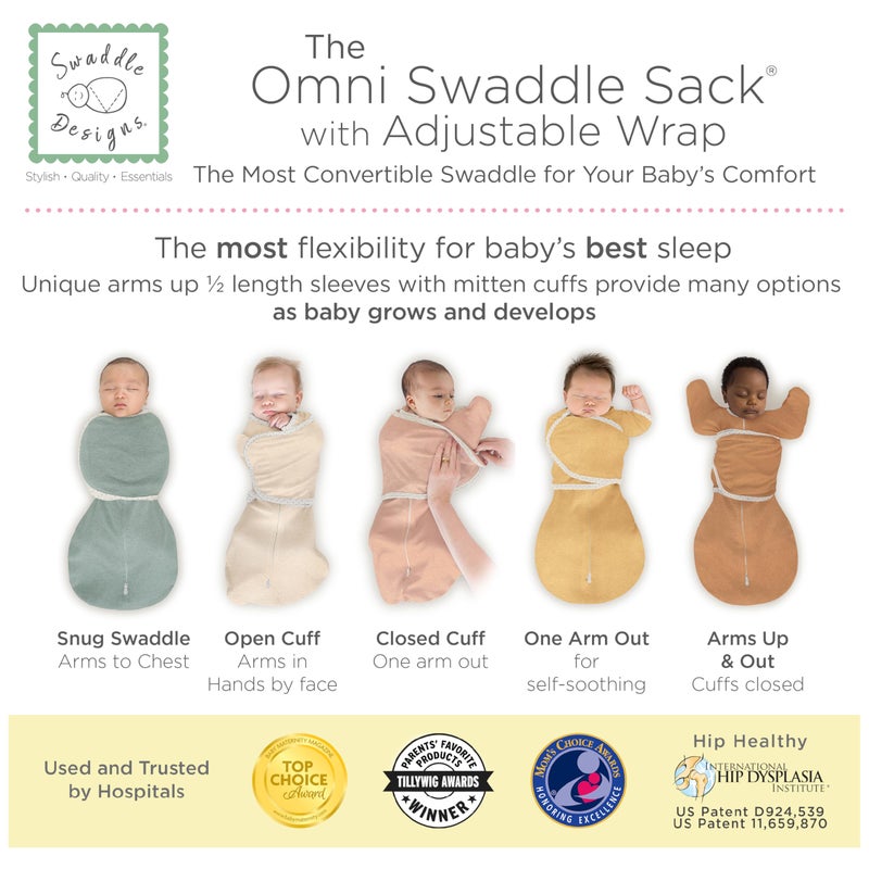 SwaddleDesigns 6-Way Omni Swaddle Sack Arms Up Swaddle for Newborn, More Options to Calm Moro Reflex, Improves Sleep, Transition Baby Sleep Sack, Small, 0-3 Mo, 6-12 lbs, Watercolor Peachy Pink Floral - Image 3