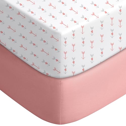 YOOFOSS Yoofoss Baby Crib Sheets for Boys Girls Fitted Crib Sheet 2 Pack for Standard Crib and Toddler Mattress Super Soft Microfiber Baby Sheet 28x52x8inArrow
