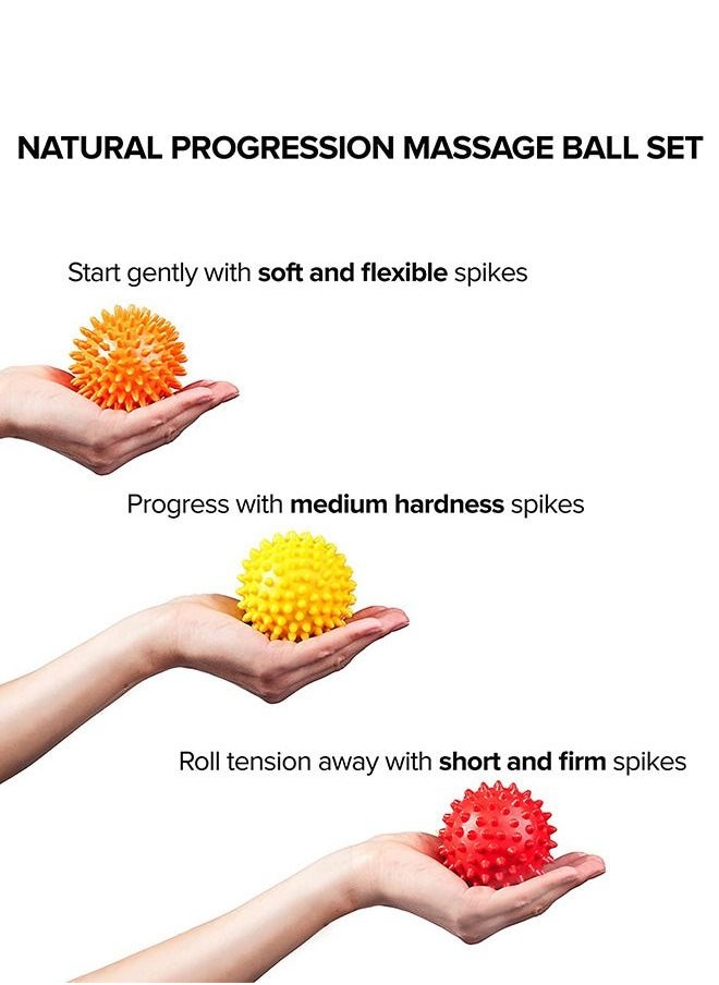 Generic - 3 Pcs Spiky Massage Balls, Foot Massager Spiky Roller, Soft Spiked Massager Rollers, Muscle Soreness Exercise, Deep Tissue Therapy Myofascial Release, Plantar Fasciitis (Red, Orange, Yellow) - Image 1
