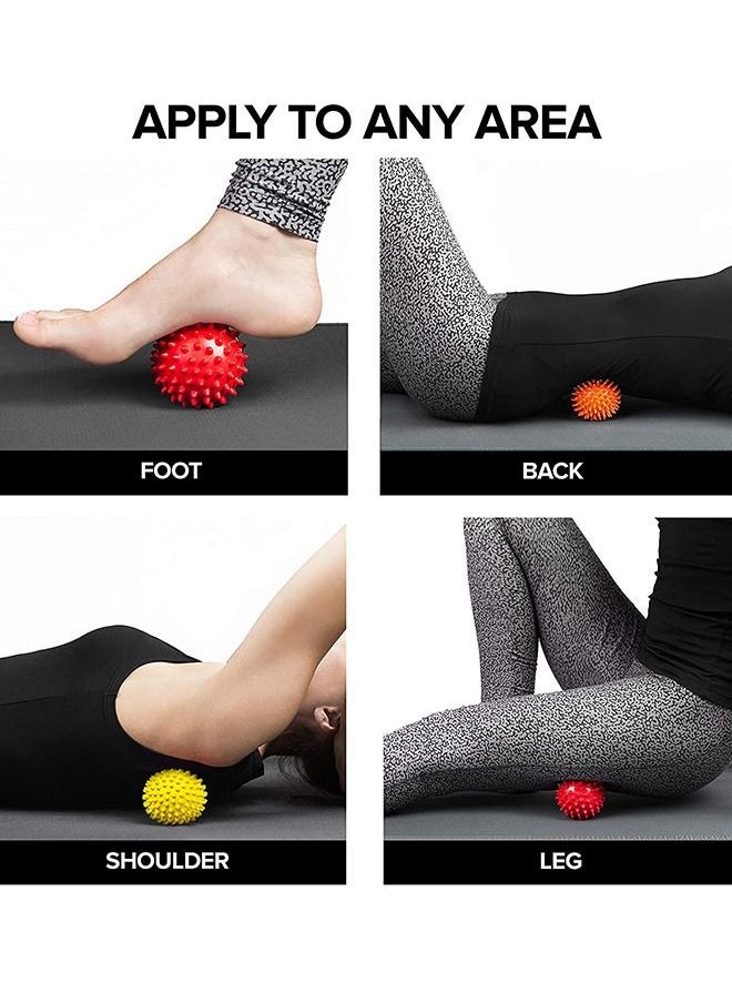 Generic - 3 Pcs Spiky Massage Balls, Foot Massager Spiky Roller, Soft Spiked Massager Rollers, Muscle Soreness Exercise, Deep Tissue Therapy Myofascial Release, Plantar Fasciitis (Red, Orange, Yellow) - Image 1