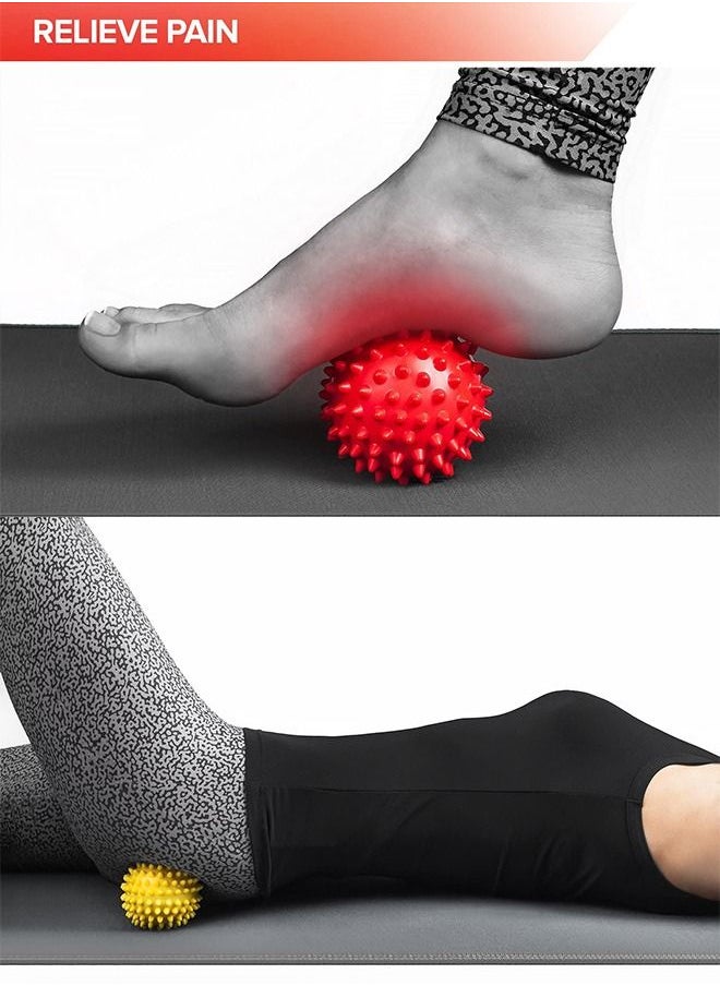 Generic - 3 Pcs Spiky Massage Balls, Foot Massager Spiky Roller, Soft Spiked Massager Rollers, Muscle Soreness Exercise, Deep Tissue Therapy Myofascial Release, Plantar Fasciitis (Red, Orange, Yellow) - Image 1