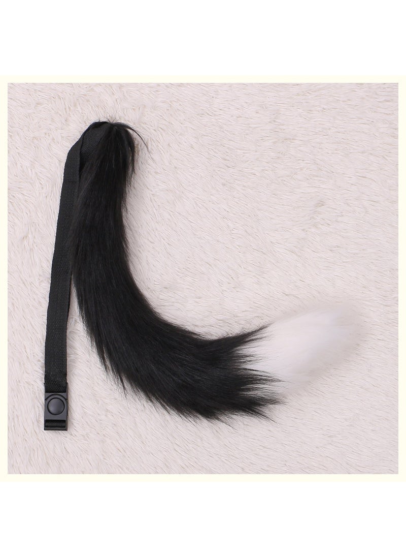 Generic Furry Fox Tail Cosplay Adjustable Costume Accessory black tail white tip 