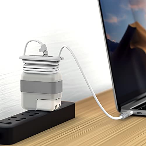 DailyObjects Mount Protective Soft Silicone Case Adapter Cover Compatible with MacBook Adapter - Case with Cable Winder (30W) White - Image 5