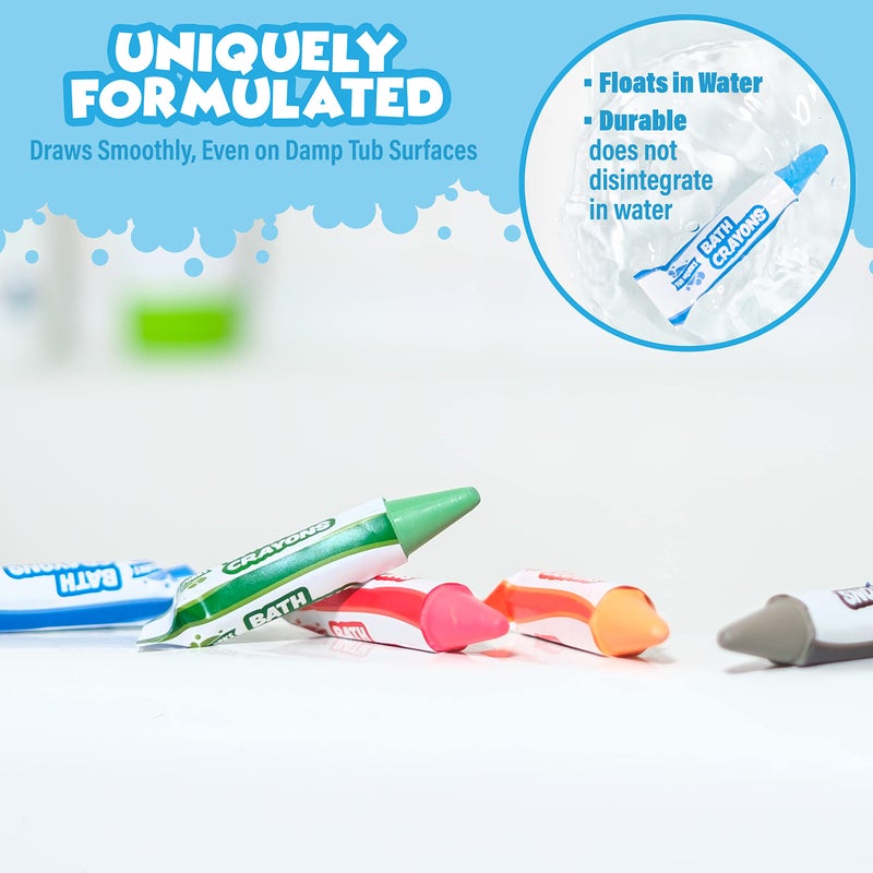 Tub Works Tub Works® Smooth™ Bath Crayons Bath Toy, 12 Pack | Nontoxic, Washable Bath Crayons for Toddlers & Kids | Unique Formula Draws Smoothly & Vividly on Wet & Dry Tub Walls | Hexagon Grip Bathtub Crayons  - Image 5
