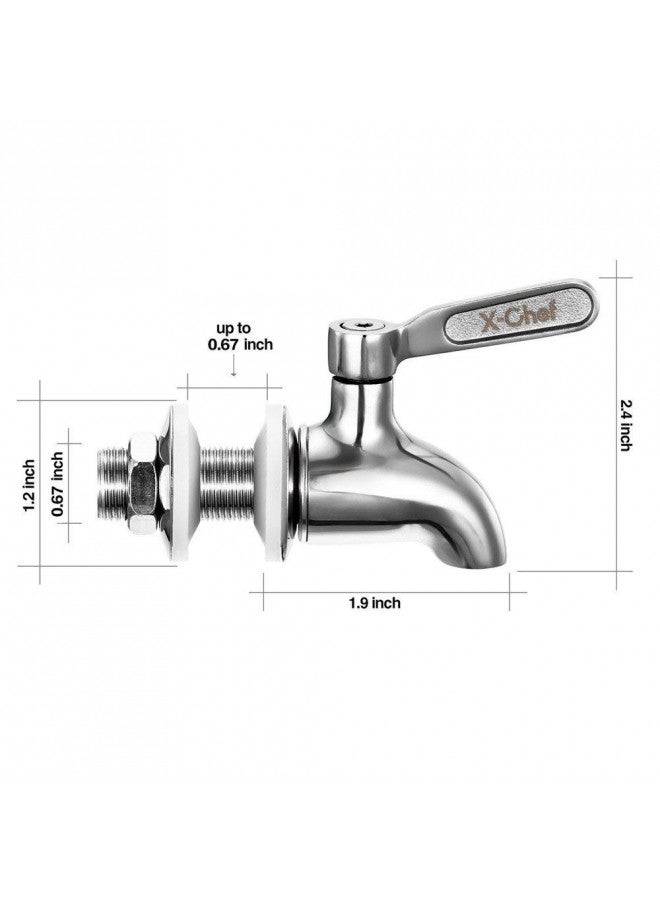X-Chef 2 PCS Beverage Spigots Beverage Dispenser Spigot Replacement Stainless Steel Spigot for Glass Jar & Drink Dispenser - Image 3