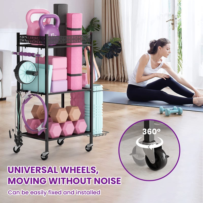 VOPEAK Metal Storage Rack for Yoga Mats, Foam Rollers and Gym Equipment - Home Exercise and Fitness Gear Organizer - Image 3