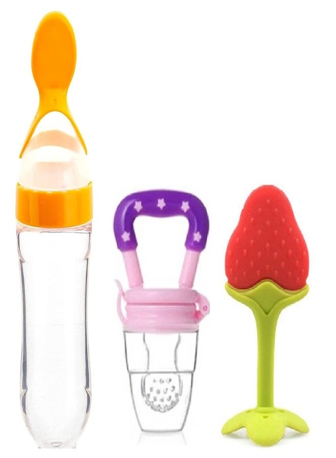 Lappu Baby Food Fruit Nibbler Feeder |Teether for 3 to 6 Months Baby |Teether for 6 to 12 Months Baby | Teether for Baby 6-12 Months Bpa Free Combo Pack of 3 (multi21) - Image 1