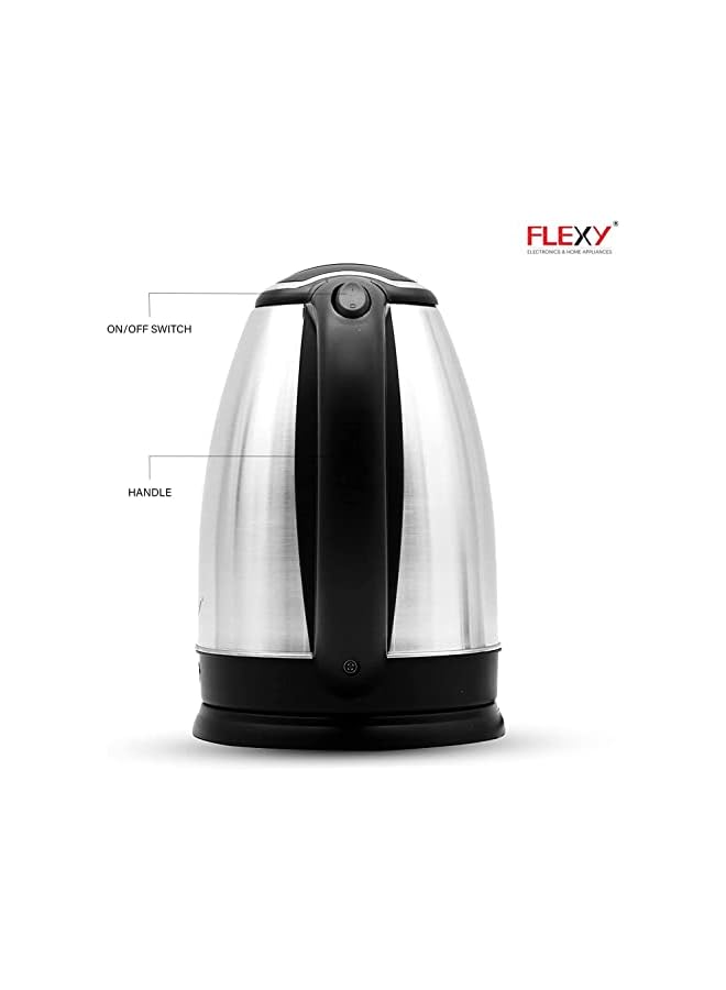 Flexy غلاية كهربائية بسعة 1.8 لتر بدون سلك مع حماية من الغليان الجاف مصنوعة من الفولاذ المقاوم للصدأ المخفي - Image 4