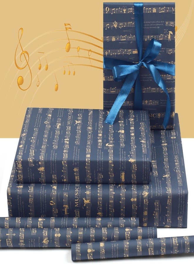 NEPOG Music Wrapping Paper, 6 Sheets Black Musical Notation Piano Score Musician Gift Wrap Folded Flat 20x28 inches per Sheet with Ribbon for Women Men Birthday Wedding Music Concert - Image 3