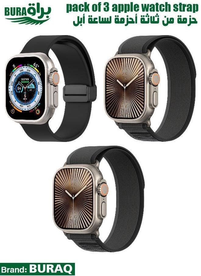 BURAQ - Apple Watch Band Strap For Apple Watch Ultra 2/Ultra 49mm, Series 10 46mm, 9/8/7 45mm, SE2/SE/6/5/4 44mm, 3/2/1 42mm - Image 1
