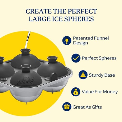 Samuelworld Large Silicone Premium Ice Trays, 2 Inches Big Cubes & 2.5 Inches Sphere Ice Molds - BPA Free, Craft Ice Maker for Gifting, Easy Release - Black(With Ice Bag) - Image 3