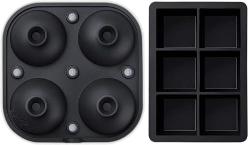 Samuelworld Large Silicone Premium Ice Trays, 2 Inches Big Cubes & 2.5 Inches Sphere Ice Molds - BPA Free, Craft Ice Maker for Gifting, Easy Release - Black(With Ice Bag) - Image 5