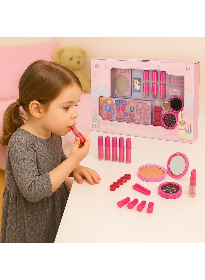 REZZOSS Princess Makeup Set for Girls 5+ Easily Washable Kids Makeup Kit with Safe Non-Toxic Cosmetics, Pretend Play Beauty Set for Little Girls, Washable Makeup Remover, Nail Polish, Lip Gloss, Eyeshadow & Accessories – Perfect Gift Box for Princess Look - Image 1
