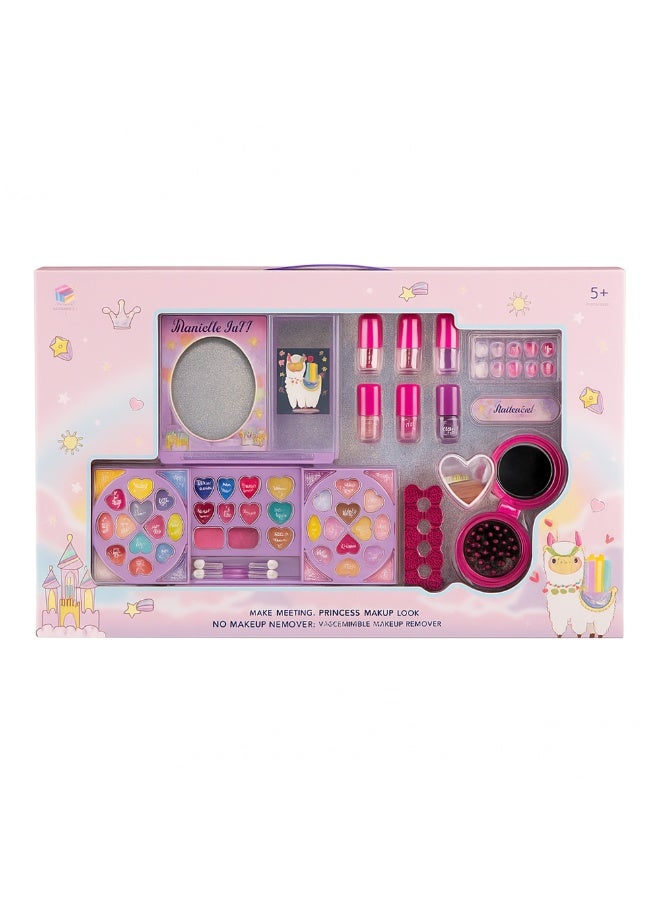 REZZOSS Princess Makeup Set for Girls 5+ Easily Washable Kids Makeup Kit with Safe Non-Toxic Cosmetics, Pretend Play Beauty Set for Little Girls, Washable Makeup Remover, Nail Polish, Lip Gloss, Eyeshadow & Accessories – Perfect Gift Box for Princess Look - Image 2