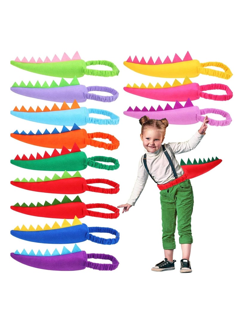 Zikra 12Pcs Dinosaur Tail Set, Plush Dinosaur Tails for Kids, Dinosaur Costume, Dragon Theme Animal Tails, Costume Accessories Performance Props, for Girls Boys Adults Dress up Party Favors - Image 1
