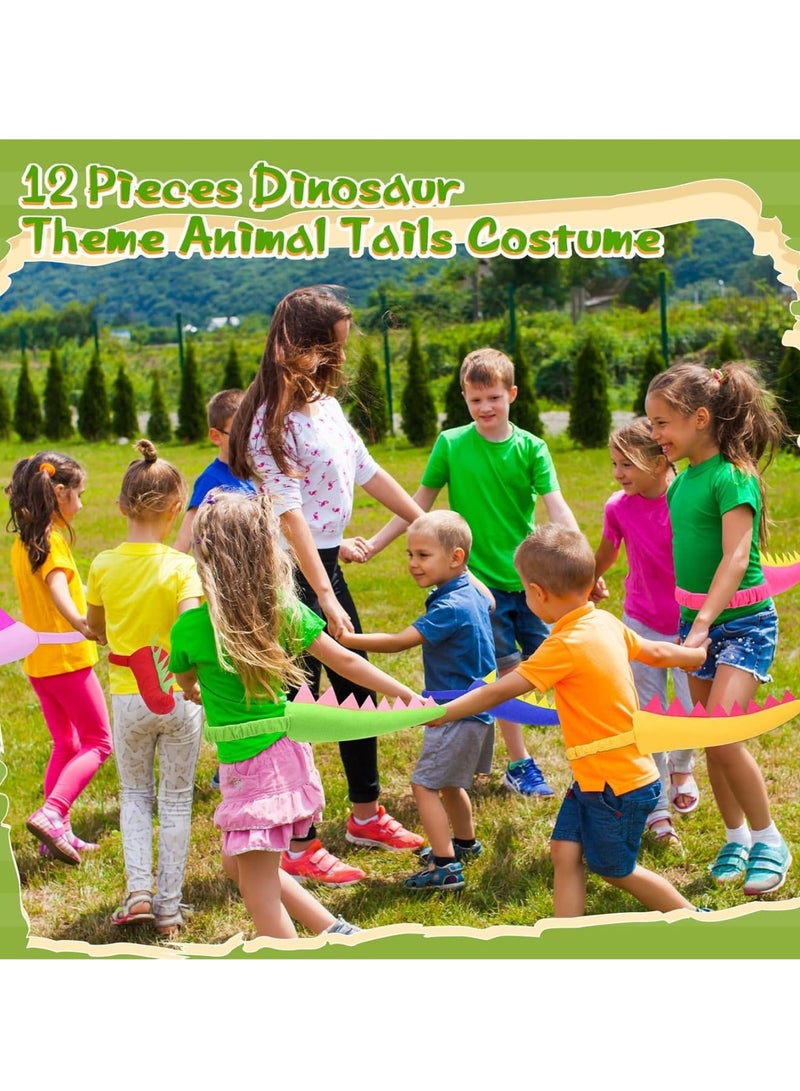 Zikra 12Pcs Dinosaur Tail Set, Plush Dinosaur Tails for Kids, Dinosaur Costume, Dragon Theme Animal Tails, Costume Accessories Performance Props, for Girls Boys Adults Dress up Party Favors - Image 4