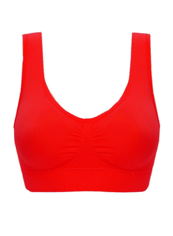 AROAQ Women Sports Bra, Fitness Sports Yoga Bra with Removable Padding,  Double-layer Seamless  Sports Bra without Rims, Comfortable Soft Bra for Workouts Running Yoga Trainings, (Size S, Big Red) - Image 1