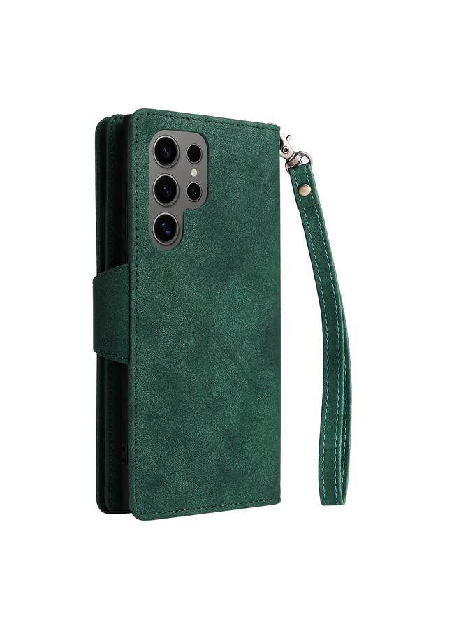 S-TOP Case For Samsung Galaxy S25 Ultra 5G Rivet Buckle 9 Cards Three Fold Leather Phone Case - Image 3