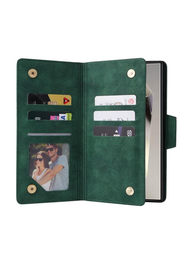 S-TOP Case For Samsung Galaxy S25 Ultra 5G Rivet Buckle 9 Cards Three Fold Leather Phone Case - Image 4