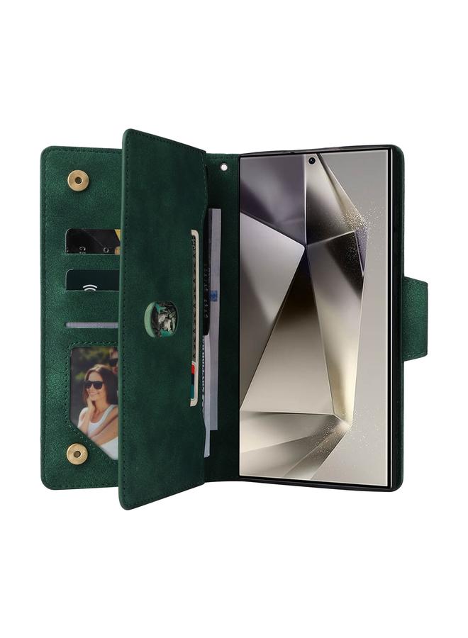 S-TOP Case For Samsung Galaxy S25 Ultra 5G Rivet Buckle 9 Cards Three Fold Leather Phone Case - Image 5