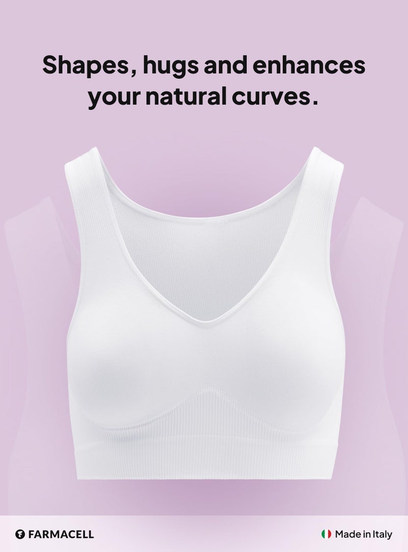 Farmacell 618 (White, L) Wireless Shaping Push-Up Bra for Women, Seamless Shapewear for Women, Made in Italy - Image 2