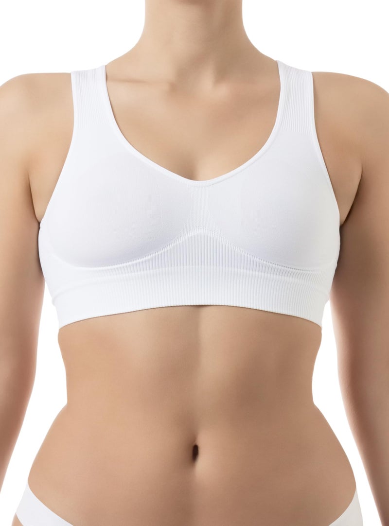 Farmacell 618 (White, L) Wireless Shaping Push-Up Bra for Women, Seamless Shapewear for Women, Made in Italy - Image 1