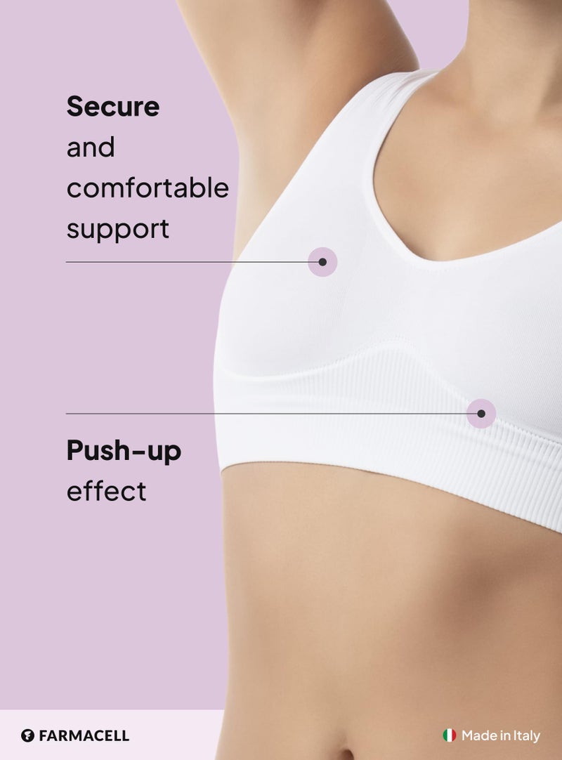 Farmacell 618 (White, L) Wireless Shaping Push-Up Bra for Women, Seamless Shapewear for Women, Made in Italy - Image 3
