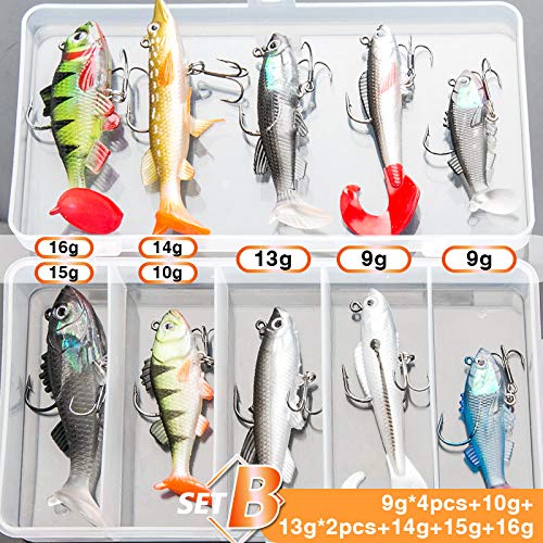 DONQL Soft Fishing Lures Kit, Fishing Soft Bait Fishing Lures Baits Tackle Set for Freshwater Trout Bass Salmon-Include Vivid Spinner Baits, Artificial Silicone Bass Bait with Box (10PCS) - Image 5