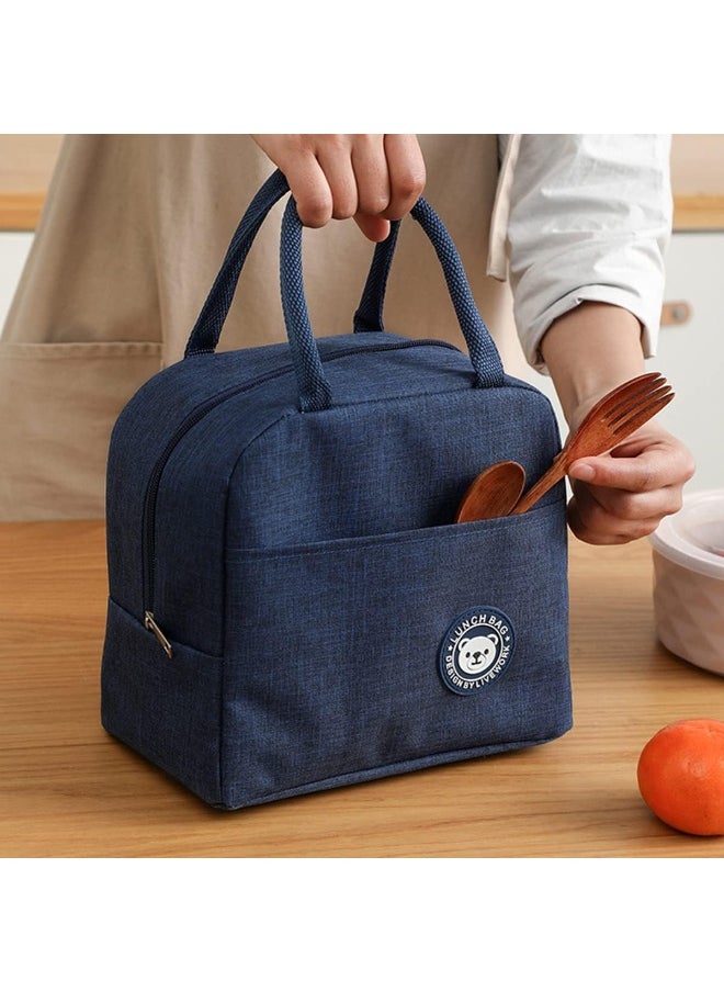 ECVV - Ecvv Black Lunch Bag Reusable Insulated Lunch Tote Bag Waterproof And Durable Lunch Cooler Handbags For Office Work School Picnic Hiking Beach Fishing - Image 1
