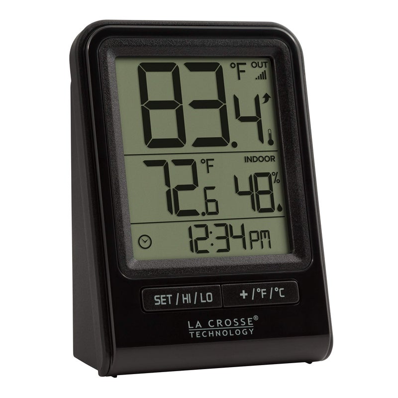 La Crosse Technology 3081409BTCBP Wireless Temperature  Humidity Station with Time  Black