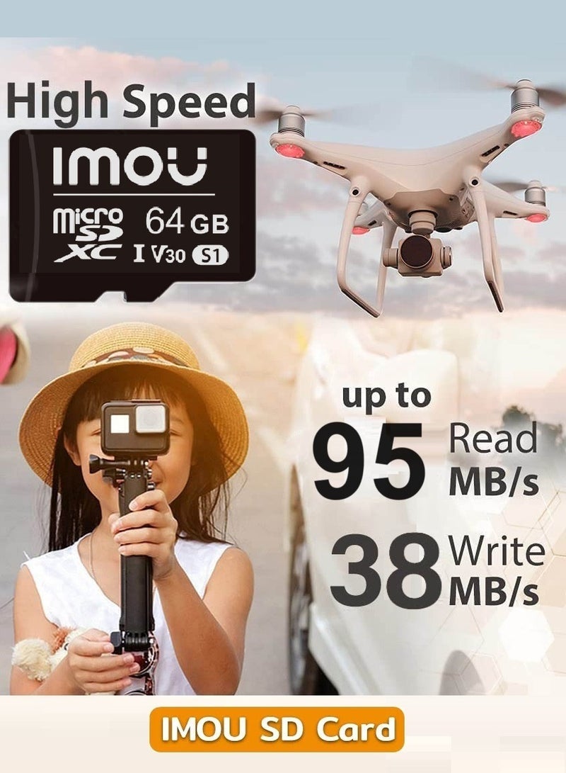 ايمو بطاقة ذاكرة 64 جيجا مايكرو إس دي فائقة السرعة تصل إلى 100 ميجابايت/الثانية UHS-I فئة 10 فلاش TF بطاقة مايكرو إس دي SDXC عالية التوافق للهواتف الذكية والكمبيوتر اللوحي وكاميرا المراقبة والسويتشات وأجهزة الألعاب وما إلى ذلك - Image 3