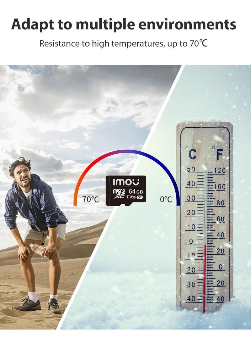 ايمو بطاقة ذاكرة 64 جيجا مايكرو إس دي فائقة السرعة تصل إلى 100 ميجابايت/الثانية UHS-I فئة 10 فلاش TF بطاقة مايكرو إس دي SDXC عالية التوافق للهواتف الذكية والكمبيوتر اللوحي وكاميرا المراقبة والسويتشات وأجهزة الألعاب وما إلى ذلك - Image 5