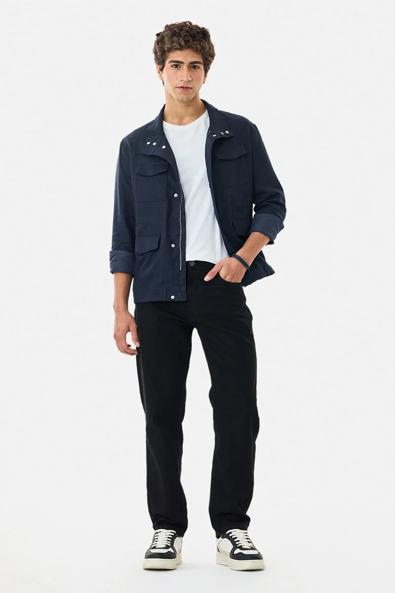 SNITCH Black Solid Relaxed Casual Jeans