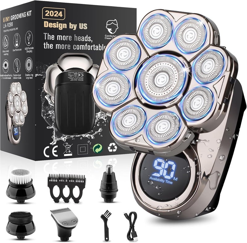 KASTWAVE 9D Electric Head Shaver for Bald Men, Upgraded 5-in-1 Head Shaver for Bald Men, Waterproof Wet/Dry Grooming Kit Electric Shaver for Men, Cordless Rechargeable Bald Head Razor for Home&Travel - Image 1