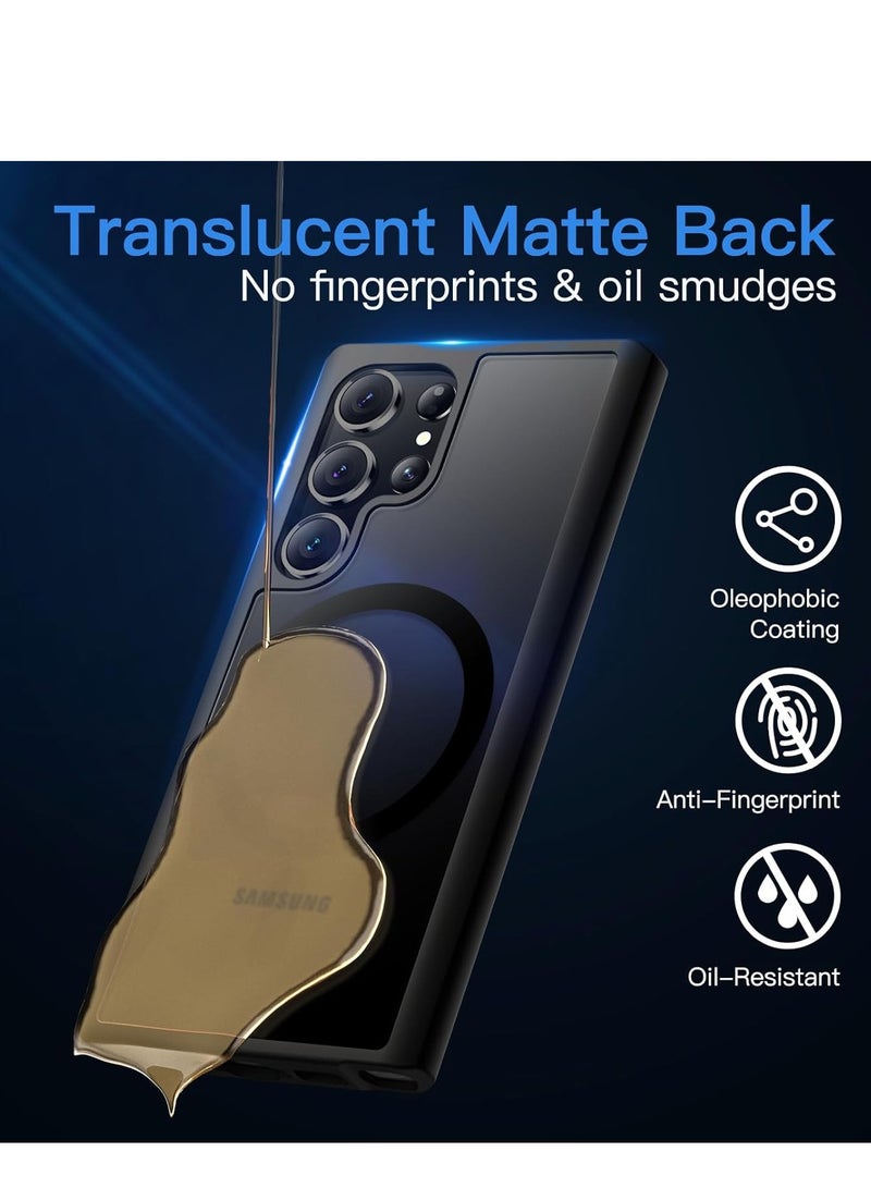 جراب مغناطيسي لهاتف Samsung Galaxy S23 Ultra 5G مقاس 6.8 بوصة، متوافق مع MagSafe، غطاء خلفي شفاف غير لامع مقاوم للصدمات (أسود) - Image 5