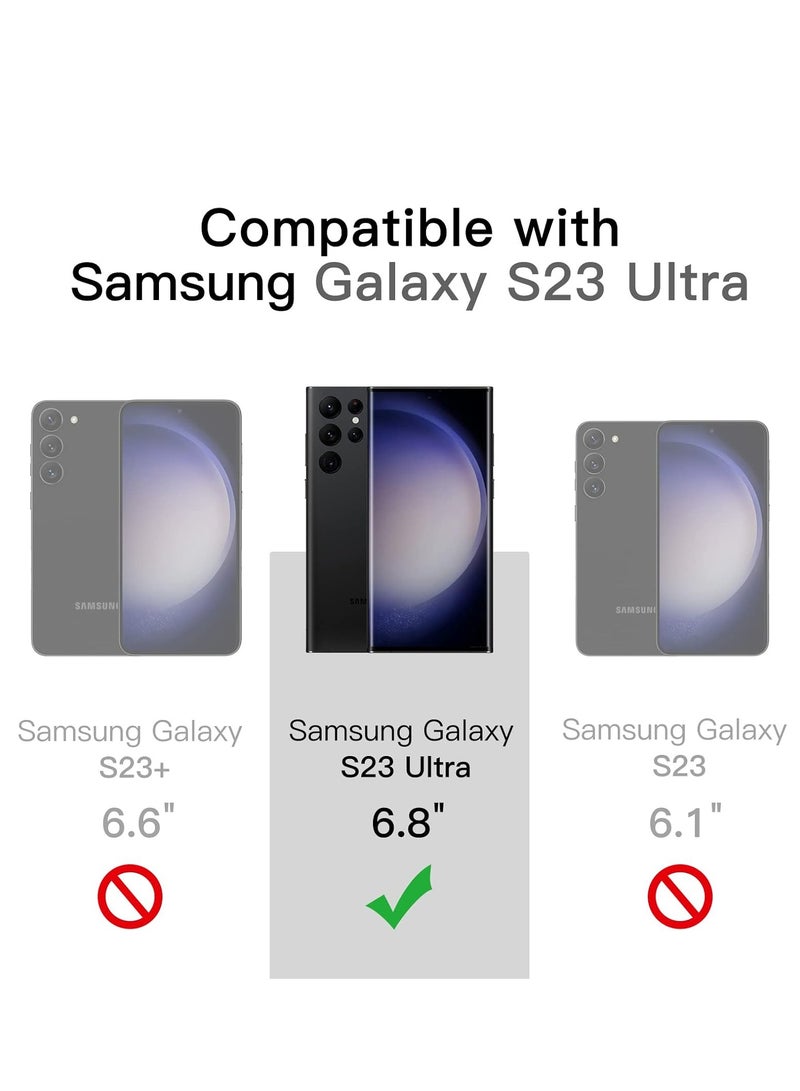 جراب مغناطيسي لهاتف Samsung Galaxy S23 Ultra 5G مقاس 6.8 بوصة، متوافق مع MagSafe، غطاء خلفي شفاف غير لامع مقاوم للصدمات (أسود) - Image 2